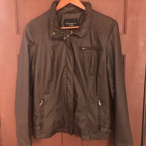 Celebrity Pink Brown leather jacket - size large -